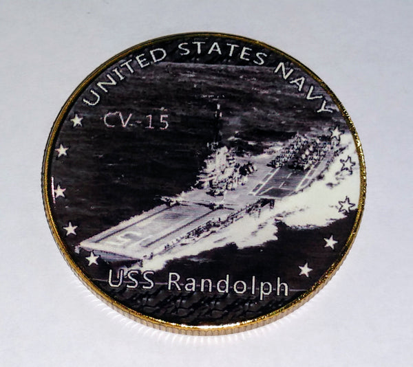 NAVY USS RANDOLPH CV-15 #18 COLORIZED ART ROUND
