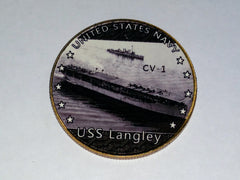 NAVY USS LANGLEY CV-1 #4 COLORIZED ART ROUND