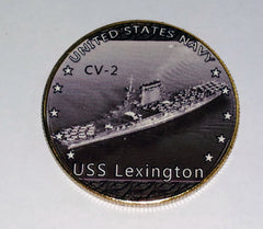 NAVY USS LEXINGTON CV-2 #5 COLORIZED ART ROUND
