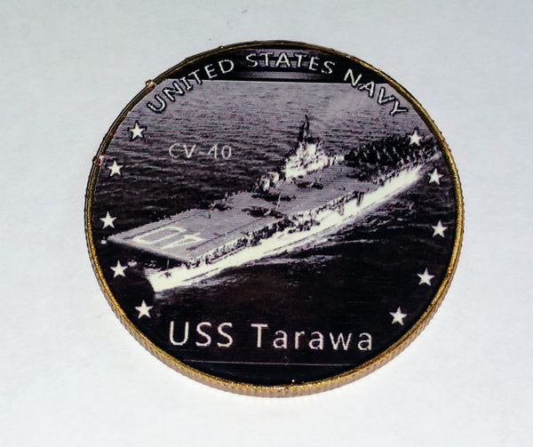 NAVY USS TARAWA CV-40 #33 COLORIZED ART ROUND