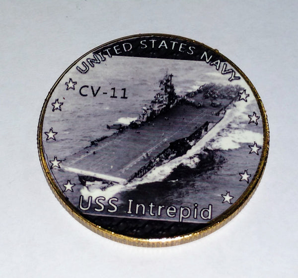 NAVY USS INTREPID CV-11 #14 COLORIZED ART ROUND