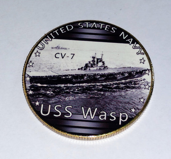 NAVY USS WASP CV-7 #10 COLORIZED ART ROUND