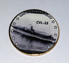 NAVY USS PRINCETON CVL-23 #48 COLORIZED ART ROUND