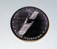 NAVY USS YORKTOWN CV-5 #8 COLORIZED ART ROUND