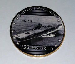 NAVY USS FRANKLIN CV-13 #16 COLORIZED ART ROUND