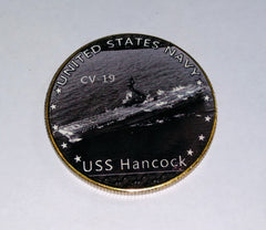 NAVY USS HANCOCK CV-19 #22 COLORIZED ART ROUND