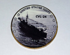 NAVY USS BELLEAU WOOD CVL-24 #49 COLORIZED ART ROUND
