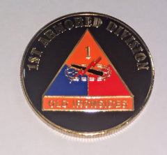 US ARMY 1ST ARMORED DIVISION OLD IRONSIDES #1064 COLORIZED ART ROUND