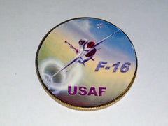Air Force F-16 Fighter Colorized #C202B Military Honor Challenge Coin Award
