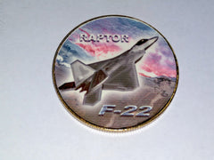 Air Force F-22 Raptor Fighter Colorized #C200B Military Honor Challenge Coin Award
