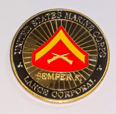 MARINE CORPS LANCE CORPORAL CHALLENGE #1445 COLORIZED ART ROUND
