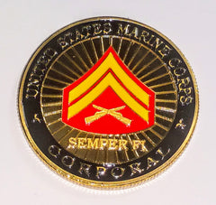 MARINE CORPS CORPORAL CHALLENGE #1446 COLORIZED ART ROUND