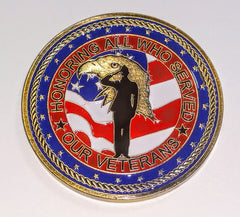HONORING ALL VETERANS WHO SERVED PROUD MILITARY FAMILY #SK8919 LARGE COLORIZED ART ROUND