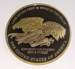 LAND OF FREE - HOME OF BRAVE MILITARY FAMILY #SK8916 LARGE COLORIZED ART ROUND