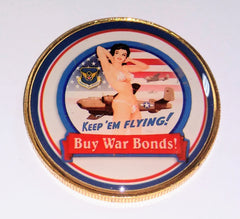 AIR FORCE BUY WAR BONDS KEEP 'EM FLYING MILITARY #SK8929 COLORIZED ART ROUND