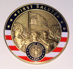 FIRST SALUTE OATH OF OFFICE MILITARY HONOR #SK8944 COLORIZED ART ROUND