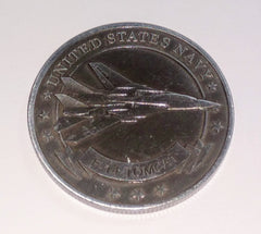 NAVY TOMCAT F-14 #SK8910 PEWTER COLORED ART ROUND