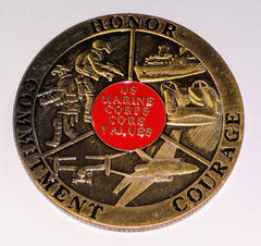 MARINE CORPS CORE VALUES HONOR - COMMITMENT - COURAGE #SK8920 COLORIZED ART ROUND