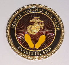 MARINE CORPS PARRIS ISLAND #1441 MILITARY CHALLENGE COLORIZED ART ROUND