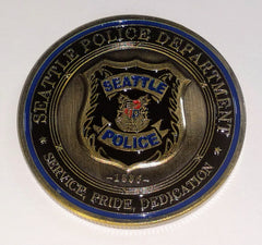 SEATTLE POLICE DEPARTMENT #SK8936 ANTIQUED COLORIZED ART ROUND