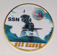 NAVY USS HADDO SUBMARINE SSN-604 #110 COLORIZED ART ROUND