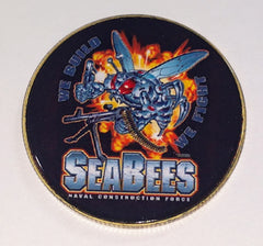 NAVY SEABEES - NAVAL CONSTRUCTION FORCE #187 COLORIZED ART ROUND