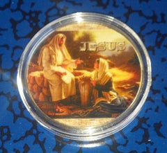 JESUS RELIGIOUS #979 COLORIZED GOLD PLATED ART ROUND