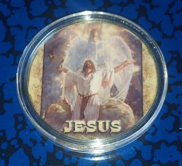 JESUS RELIGIOUS #984 COLORIZED GOLD PLATED ART ROUND - 1