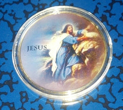 JESUS RELIGIOUS #H150 COLORIZED GOLD PLATED ART ROUND
