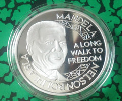 NELSON MANDELA LONG WALK OF FREEDOM ROBBEN ISLAND SILVER PLATED ART COIN