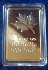 CANADIAN MAPLE LEAF 50MM REPLICA GLD BAR