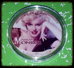 MARILYN MONROE SEDUCTIVE #534 COLORIZED GOLD PLATED ART ROUND