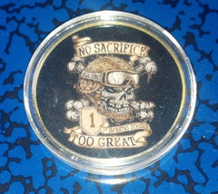 MILITARY " NO SACRIFICE TOO GREAT " #198 COLORIZED GOLD PLATED ART ROUND