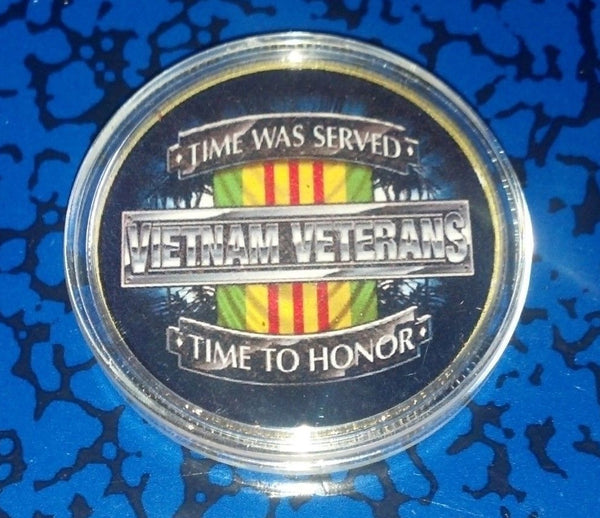 MILITARY VIETNAM VETERANS #225 COLORIZED GOLD PLATED ART ROUND - 1