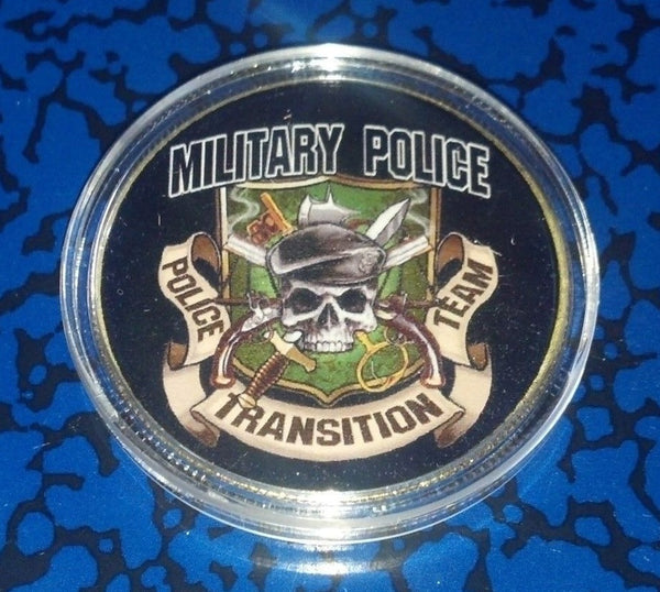 MILITARY POLICE TRANSITION TEAM #261 COLORIZED GOLD PLATED ART ROUND - 1