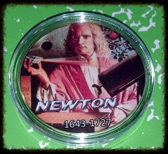 ISAAC NEWTON #BXB102 COLORIZED GOLD PLATED ART ROUND