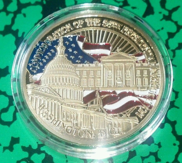 OBAMA INAUGURAL COLORIZED GOLD PLATED ART ROUND - 1