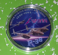 Army Air Forces P-38 Lightning II Fighter #C149B Military Honor Challenge Coin Award
