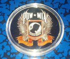 MILITARY POW / MIA #246 COLORIZED GOLD PLATED ART ROUND