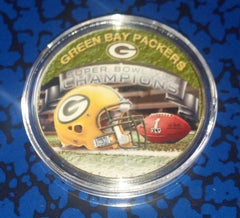 NFL GREEN BAY PACKERS #N15 COLORIZED GOLD PLATED ART ROUND