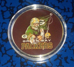 NFL GREEN BAY PACKERS #N6 COLORIZED GOLD PLATED ART ROUND