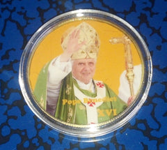 POPE BENEDICT XVI #BX633 COLORIZED GOLD PLATED ART ROUND