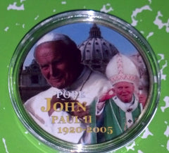 POPE JOHN PAUL II #PJP1 COLORIZED GOLD PLATED ART ROUND