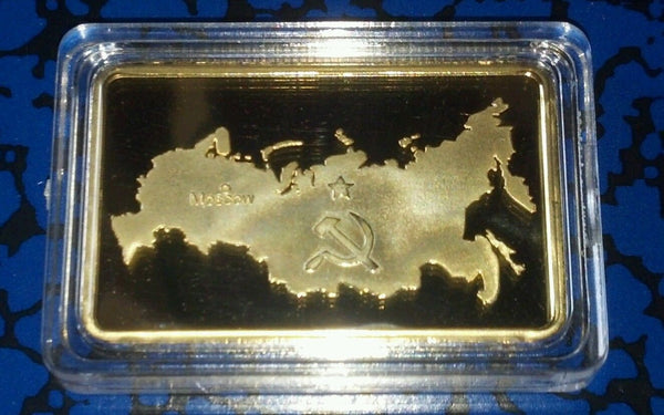 RUSSIAN CCCP TERRITORIAL GOLD PLATED ART BAR - 1