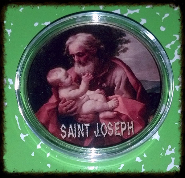 SAINT JOSEPH #718 COLORIZED GOLD PLATED ART ROUND - 1