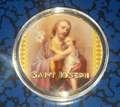 SAINT JOSEPH #719 COLORIZED GOLD PLATED ART ROUND