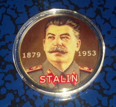 JOSEPH STALIN #BXB64 COLORIZED GOLD PLATED ART ROUND
