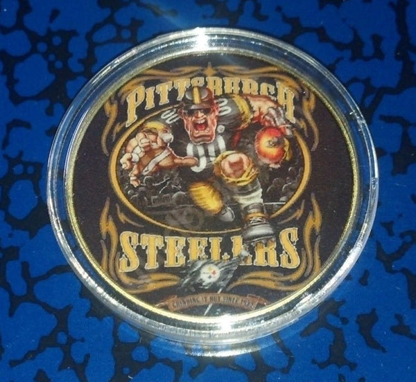 NFL PITTSBURGH STEELERS #129 COLORIZED GOLD PLATED ART ROUND - 1