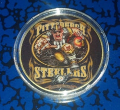 NFL PITTSBURGH STEELERS #129 COLORIZED GOLD PLATED ART ROUND