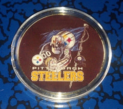 NFL PITTSBURGH STEELERS #442 COLORIZED GOLD PLATED ART ROUND